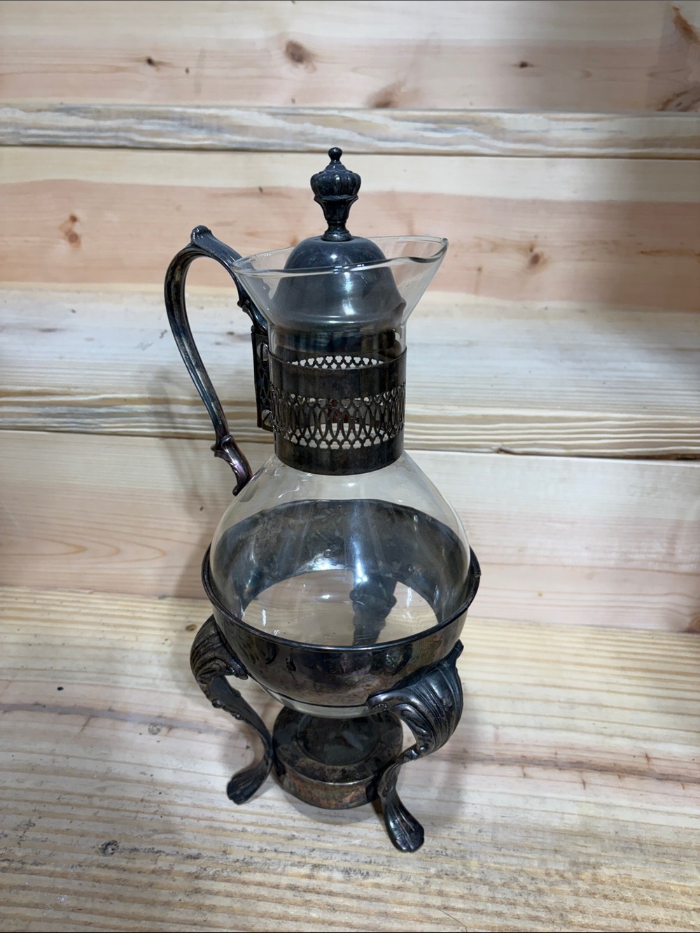 Vintage-Style Glass and Metal Server